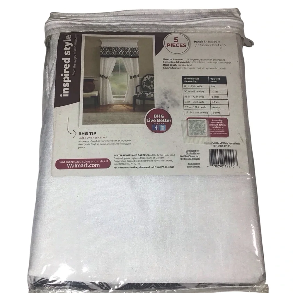 Better Homes Set Window Curtains Drapes 5 Pieces 84 in Rod Pocket Sylvan Crest